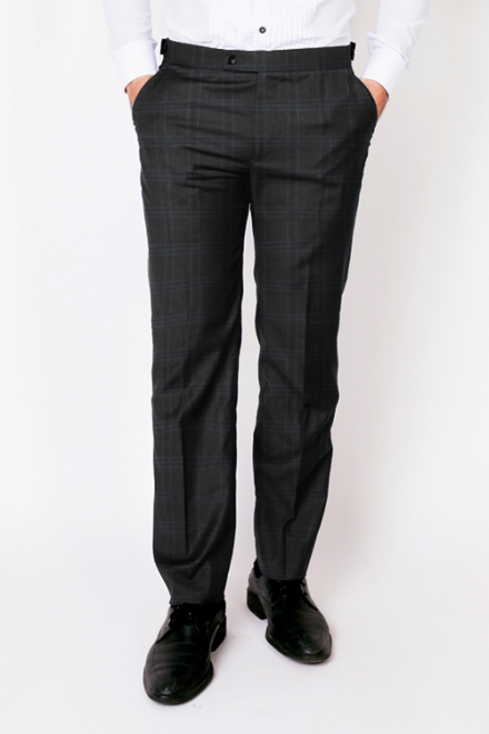 UKYS Charcoal Brown Glen Plaid Suit Pants