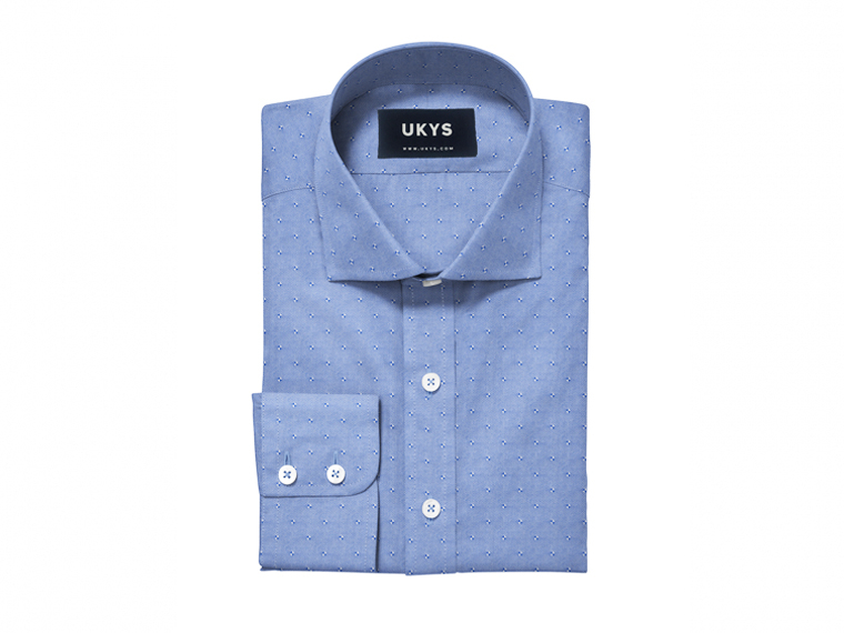 Ikon Print on Blue Oxford Custom Shirt